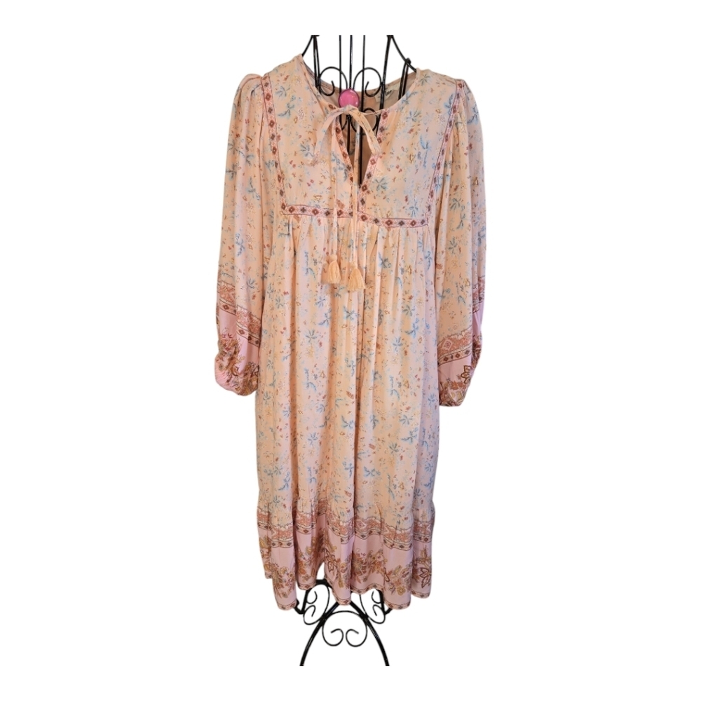 NWOT IN LOOM Vintage Boho Midi Floral Romantic Ruffle Dress - Picture 3 of 10